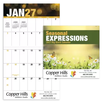 Seasonal Expressions Large Block Wall Calendar - Stapled